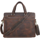 Vintage Fashion Brand Designer Crazy Horse Leather Men Handbags 14" Laptop Shoulder Bag Genuine