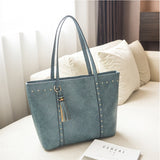 Rivet Pu Leather Women Handbag Casual Tassel Women Shoulder Bag