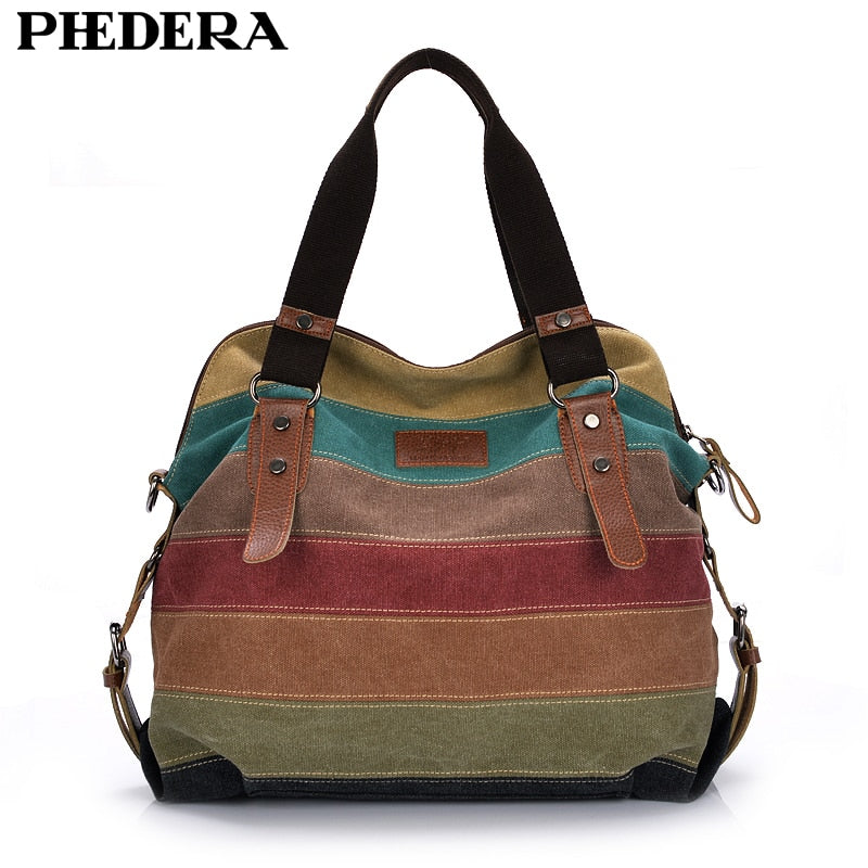 Fashion Canvas Bag Brand Women Handbag Patchwork Casual Women Shoulder Bags Female Messenger Bag