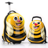 Hot 2Pcs/Set Child Anime School Bag Boy Luggage Animal 17 Inch Cartoon Rolling Suitcase Kids Travel