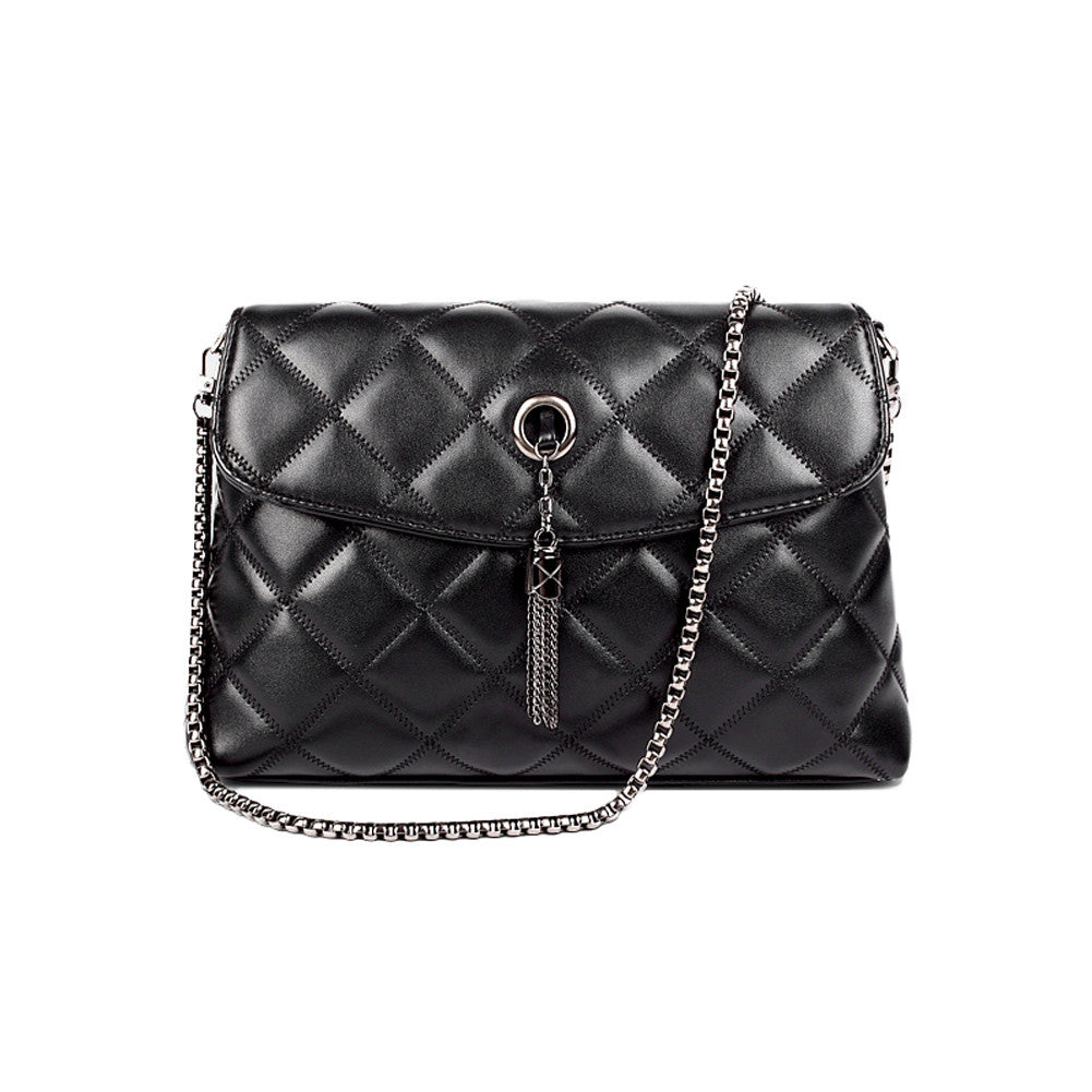 New Women Tassel Shoulder Bag Pu Leather Quilted Plaid Chain Thread ...