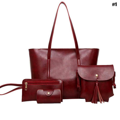 4Pcs/Set New Fashion Women Pu Handbags Single Shoulder Bags Messenger Large Capacity Totes Bag