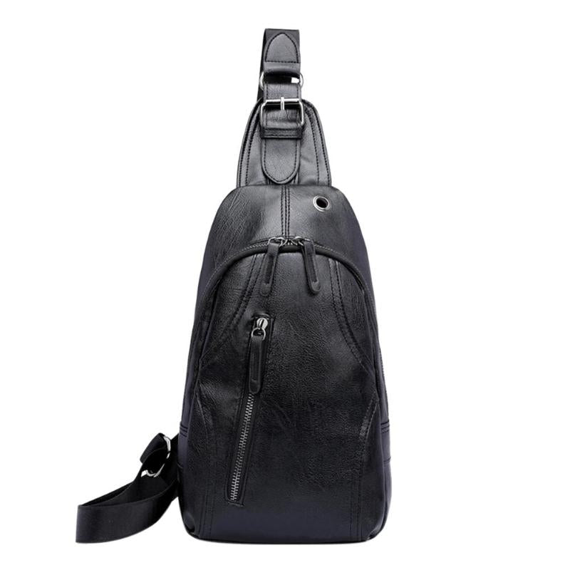 Anti-Theft Men Sling Messenger Bags Pu Leather Chest Pack Casual Men'S Travel Shoulder Handbags Bag