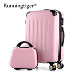 Rolling Luggage 2Pcs 14+24 26" Suitcase Trolley Abs + Pc Travel Bag Suitcase Student Password Box