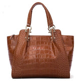 Qiwang Kate Princess Loved Authentic Cow Brown Women Bag Luxury Brown Crocodile Leather Handbag