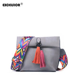 Excelsior Hot Selling Star Top Quality Scrub Pu Crossbody Bag Stylish Women'S Bag Tassel Shoulder