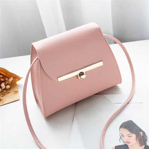 Simple Flap Shoulder Pu Leather Bags Women Girls Pure Color Mini Messenger Chest Bag Cross Body