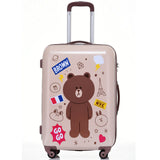 Girls Brown Bear Trolley Case 20" Inch Boarding Case 24" Inch Cartoon Travel Luggage Universal