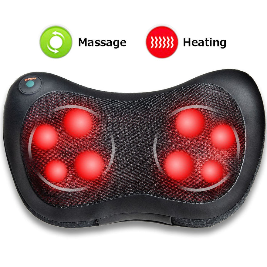 Costway Shiatsu Shoulder Neck Back Massage Pillow W/Heat Deep Kneading Massager Car Seat