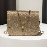 New Fashion Women Sequined Crossbody Bag Pu Leather Chain Mini Messenger Shoulder Bag Glitter