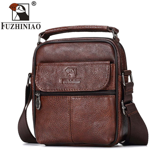 Fuzhiniao Genuine Leather Men Messenger Bag Hot Sale Male Small Man Fashion Crossbody Shoulder Bags