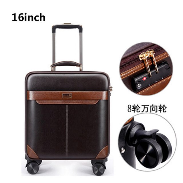 Travel Luggage Trolley Bag Leather Suitcase Map Print Wheels 16 20 22 –  Travell Well