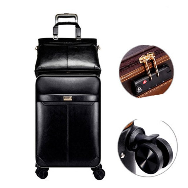 KLQDZMS 16 Inch Men's Suitcase Set Business Trolley Case PU Leather Small  Boarding Box Ladies with Wheels Rolling Luggage _ - AliExpress Mobile