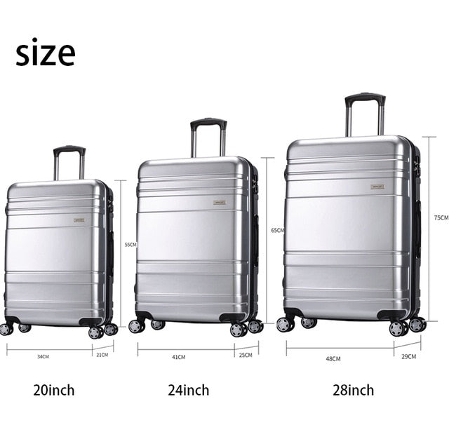 Weplus 3Pcs/Set Suitcase Pc Rolling Luggage Spinner Travel Suitcase ...