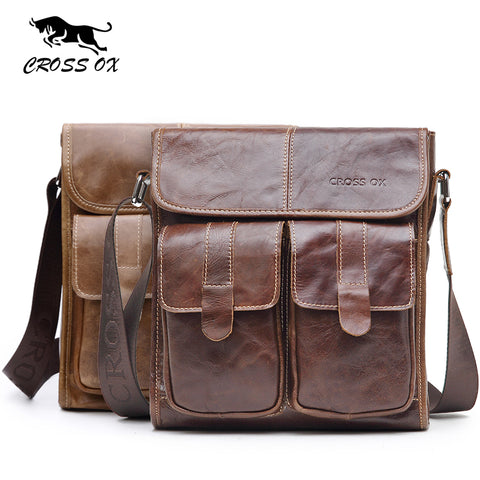 Cross Ox Men'S Crossbody Bag Genuine Cowhide Leather Shoulder Messenger Bags For Men Handbag Rugged