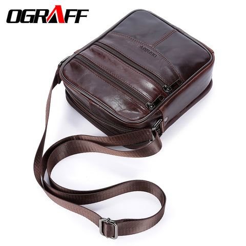 Ograff Small Messenger Bag Men Shoulder Bag Genuine Leather Men Bag Male Crossbody Bags For Men