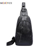 Anti-Theft Men Sling Messenger Bags Pu Leather Chest Pack Casual Men'S Crossbody Chest Bag