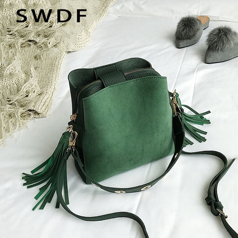 Swdf 2018 Brand Tassel Shoulder Bag Female Vintage Crossbody Bags For Women 2018 Bucket Bag