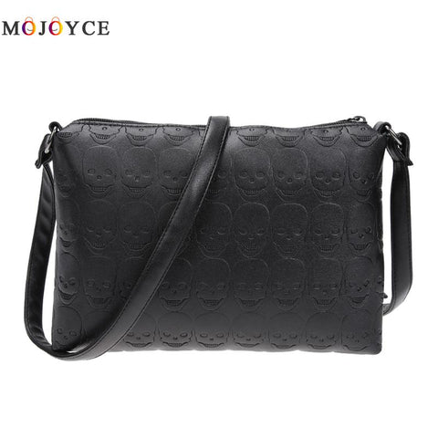 Women Skull Soft Pu Leather Zipper Envelope Crossbody Bag Female Small Messenger Bags Girl Shoulder