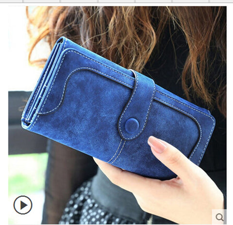 2019 Fashion Retro Matte Stitching Leather Wallet Women Long Purse Clutch Women Casual Hasp