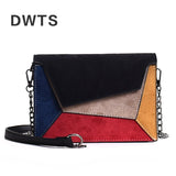 Fashion Quality Leather Patchwork Messenger Bag Women  Female Chain Strap Shoulder Bag Small