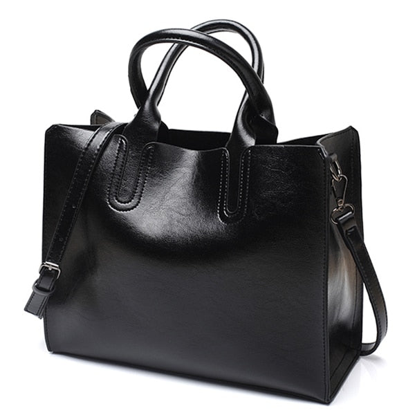 Ladies Designer Leather Style Large Tote Bag Shoulder Satchel Handbag(black)