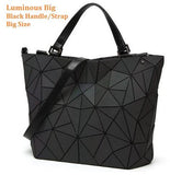 Maelove Luminous Bag Women Geometry Diamond Tote Quilted Shoulder Bags Laser Plain Folding Handbags