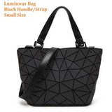 Maelove Luminous Bag Women Geometry Diamond Tote Quilted Shoulder Bags Laser Plain Folding Handbags