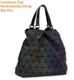 Maelove Luminous Bag Women Geometry Diamond Tote Quilted Shoulder Bags Laser Plain Folding Handbags