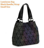 Maelove Luminous Bag Women Geometry Diamond Tote Quilted Shoulder Bags Laser Plain Folding Handbags