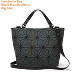 Maelove Luminous Bag Women Geometry Diamond Tote Quilted Shoulder Bags Laser Plain Folding Handbags