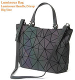 Maelove Luminous Bag Women Geometry Diamond Tote Quilted Shoulder Bags Laser Plain Folding Handbags