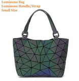 Maelove Luminous Bag Women Geometry Diamond Tote Quilted Shoulder Bags Laser Plain Folding Handbags