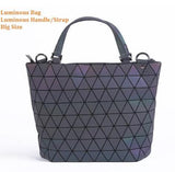 Maelove Luminous Bag Women Geometry Diamond Tote Quilted Shoulder Bags Laser Plain Folding Handbags