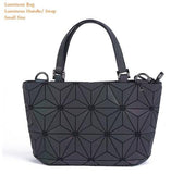 Maelove Luminous Bag Women Geometry Diamond Tote Quilted Shoulder Bags Laser Plain Folding Handbags