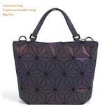 Maelove Luminous Bag Women Geometry Diamond Tote Quilted Shoulder Bags Laser Plain Folding Handbags