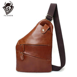 Men Genuine Leather Sling Casual Bag Messenger Anti Theft Oblique Cross Chest Bag Pack Single