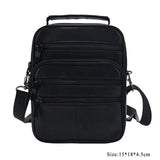 Genuine Leather Men Messenger Single Shoulder Bag Crossbody Pack 4 Size Black Handbag