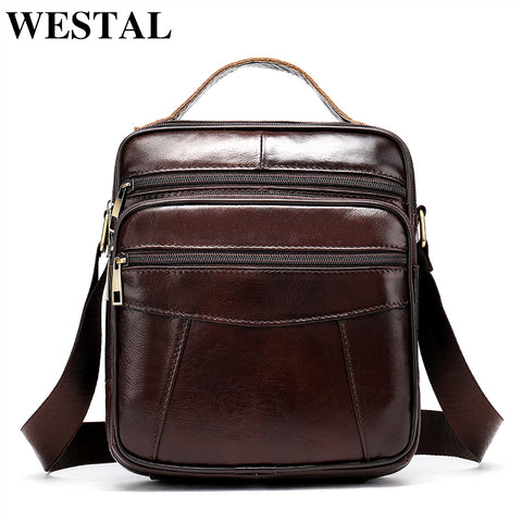 Westal Messenger Bag Men'S Shoulder Bag Genuine Leather Small Flap Male Man Crossbody Bags For