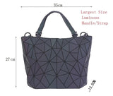 Maelove Luminous Bag Women Geometry Diamond Tote Quilted Shoulder Bags Laser Plain Folding Handbags