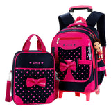 Trolley Children School Bags Set Mochilas Kids Backpacks With Wheel Trolley Luggage For Girls