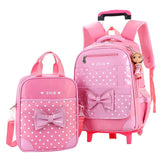 Trolley Children School Bags Set Mochilas Kids Backpacks With Wheel Trolley Luggage For Girls