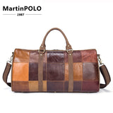 Genuine Leather Suitcase And Travel Bags Large Big Patchwork Men Travel Bags Leather Carry On