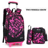 3Pcs/Set Printing Trolley School Bags For Girls Backpack Middle School Boys Book Bag On Wheels