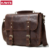 Kavis 100% Genuine Leather Male Vintage Men Shoulder Messenger Bag Cowhide Fashion Crossbody Bags