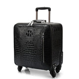 High Quality Luggage,Leather Trolley Case,Universal Wheel Suitcase,Crocodile Pattern Leather