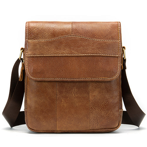 Leather Crossbody Bag for Men Small Shoulder Messenger Bags Side Man Purse  Handbag for iPad 7.9 Travel Work Business Dark Brown