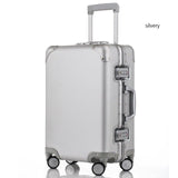 New 20 24 Inch Retro Rolling Luggage 100% Aluminium Trolley Solid Travel Bag 20' Women Boarding Bag