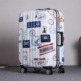 Aluminum Frame Trolley Luggage Stamp Printed Trolley Luggage Aircraft Card Printed Travel