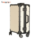 Vintage Aluminum Frame+Pc Suitcase Bag,High-Quality Rolling Luggage, New Universal Wheel Travel